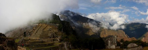 Machu Picchu as the clouds begin to clear