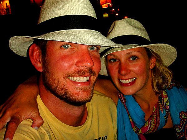 We hit the town in Montanita with our matching Panama hats