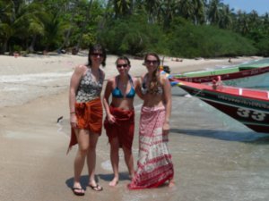 Stephanie, Kari, and I on the beach at Had Thien