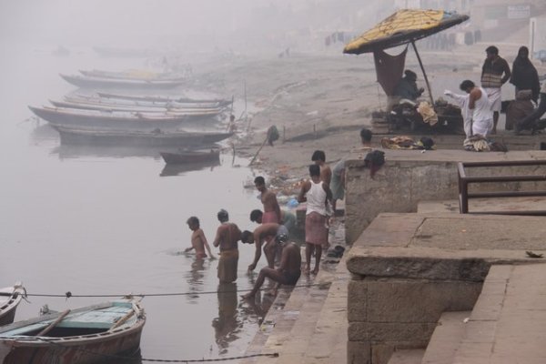bathing on a ghat of the Ganges