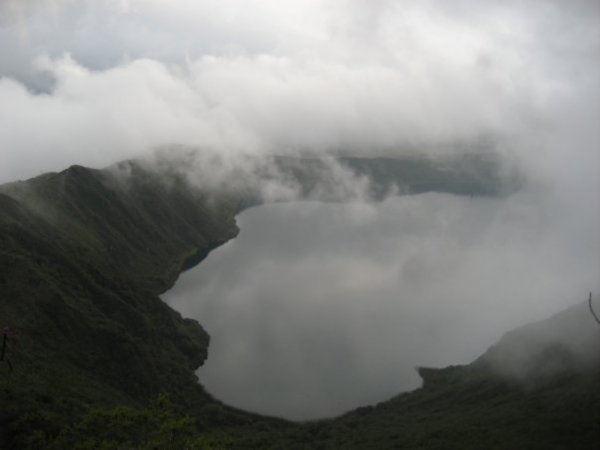 Laguna Cuicocha through the mist