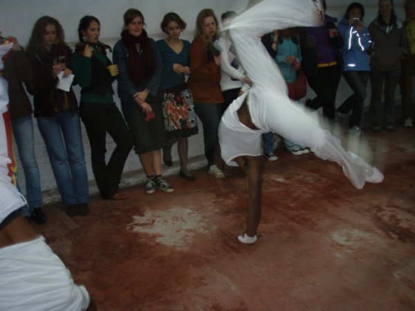 Our salsa teacher Jonathon showing us some capoeira