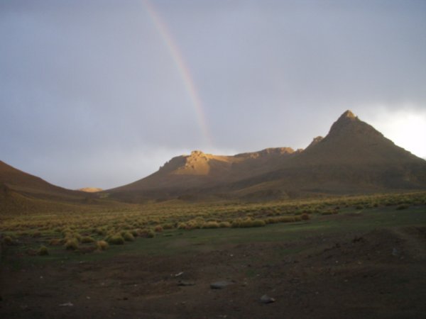 Mountains and rainbow
