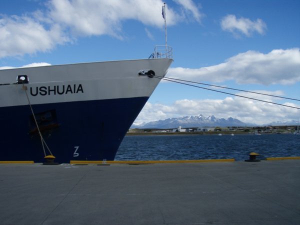 The Ushuaia stands tall before departure