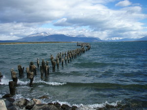 The Cordillera Manuel Señoret in the background over the Sena Ultima Esperanza, Puerto Natales 