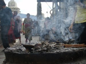 Incense burning, Swayambhunath Temple, Kathmandu