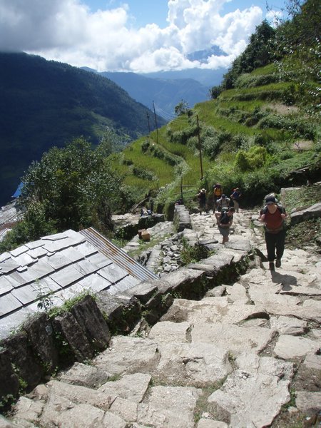 Tough effort on the stairs to Ghorepani