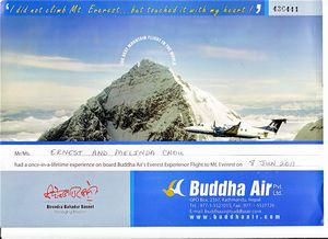 our certificate for the Mt. Everest flight