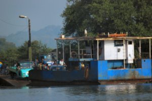We see this typical river ferry