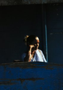 Just a nice photo of a Indian woman waiting for the ferry to leave