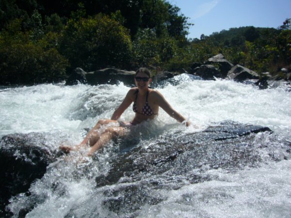 Valerie takes a natural river jacuzzi
