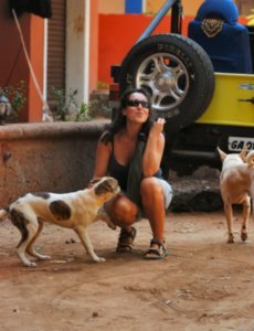 Pili with our adopted street dogs