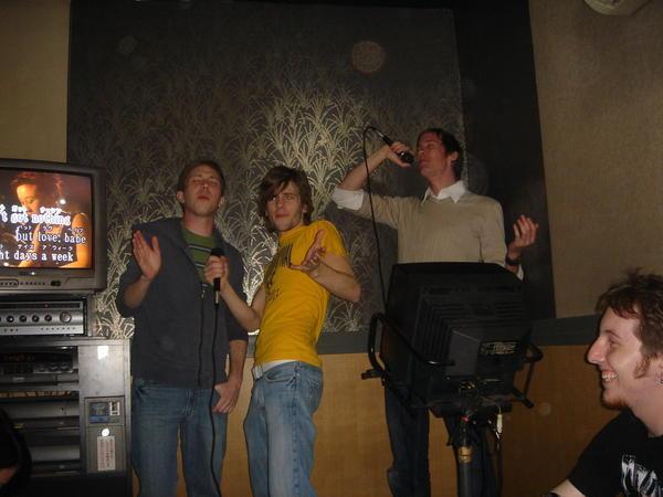 Collin, Clif and Owen at the karaoke