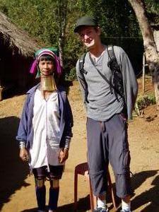 Longneck tribeswoman and me in Thailand