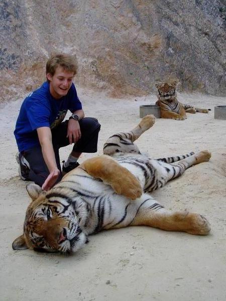 Me and two full grown tigers. 