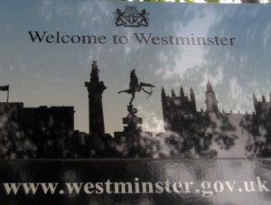 sign welcoming me to the area of Westminster