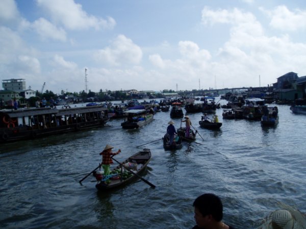Boats on Mekong at Can Tho market