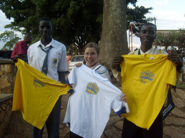 Proudly displaying our tee-shirts from the speech compitition
