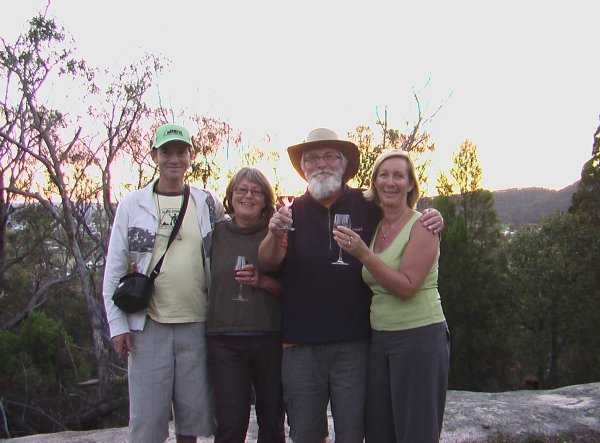 Kiwi mates drinking to the sunset