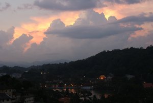view over Kandy from the Mcleod Inn at sunset