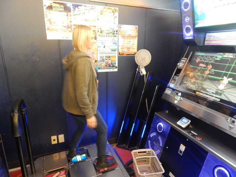 Getting thrashed at the dance machine