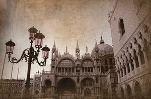 Vintage Saint Mark's Square in Venice, Italy