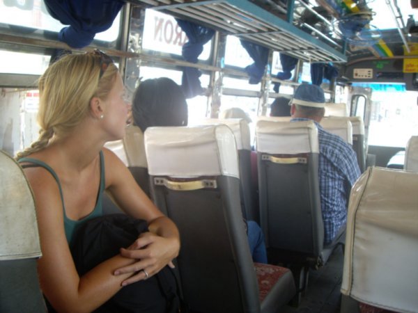 Maja on the bus to Phuket.