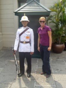 Posing with the guard