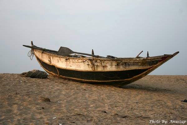 Lonely boat on the beach