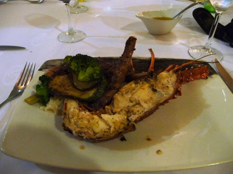 Rack of lamb and lobster