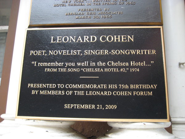 Len's Plaque at Chelsea Hotel