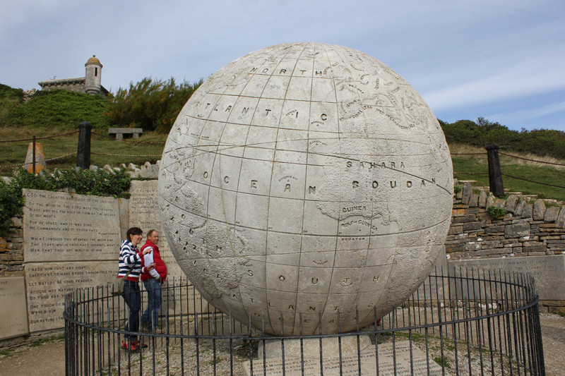 The stone globe at Durlston Castle
