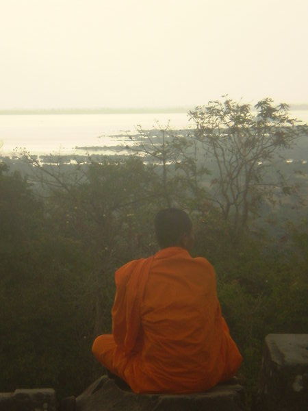 Monk on Phnom Bakheng