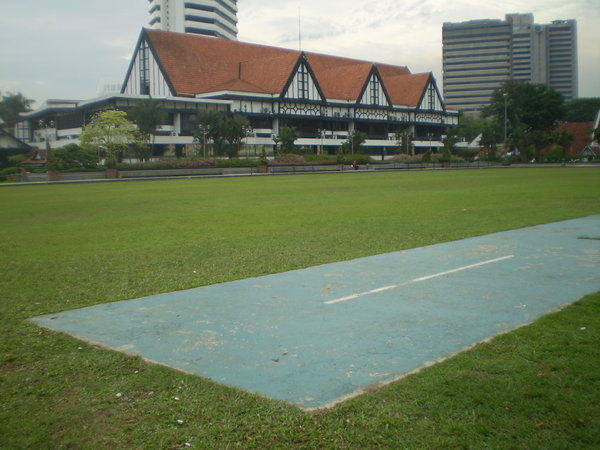 Royal Selangor Cricket Club and crease on Independence Square