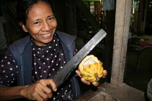 Indigenous Woman making chocolate