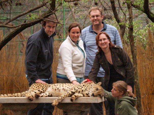 Steven, Marna, us and Byron the Cheetah