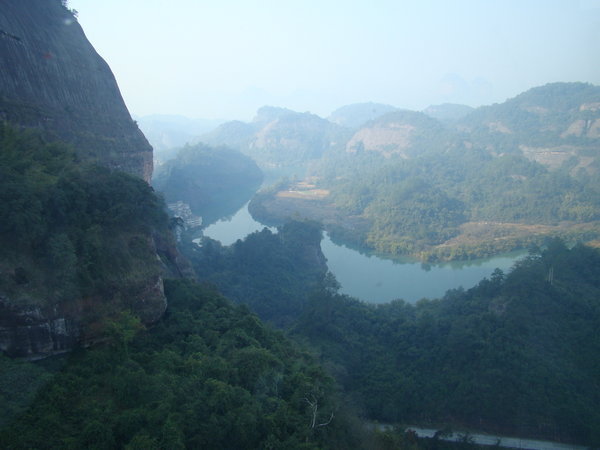 Cable car view of Danxia Shan mountains