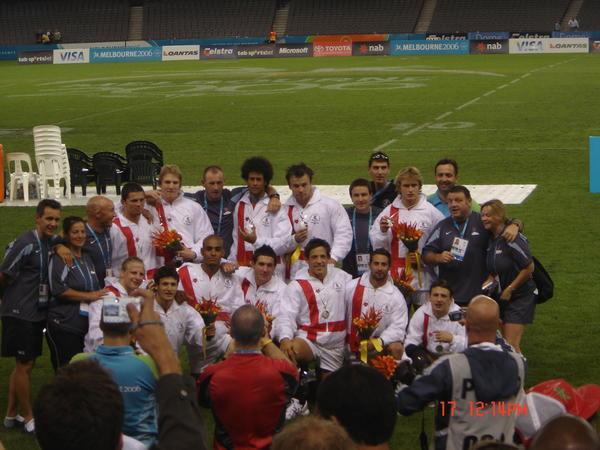 The England Rugby 7's Team with there Silver Medals!!!