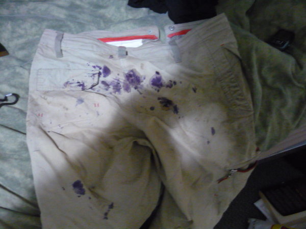 my grape stained working trousers, now in the bin :(