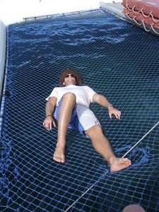 After all that dolphin stuff I needed a lie down.... on a boom net on a catameran.