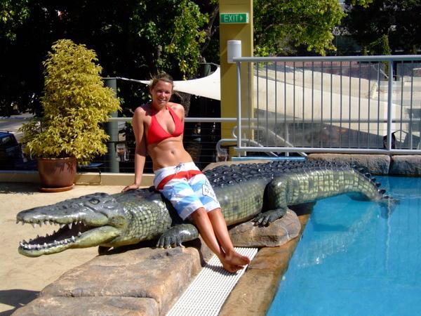 riding a croc - watch out Steve Irwin