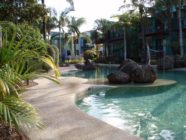 One of the pools in the apartment complex