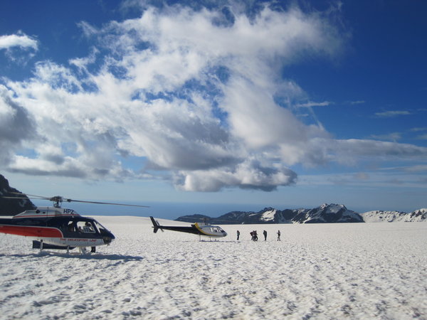 helicopters on Franz Joseph Glacier 
