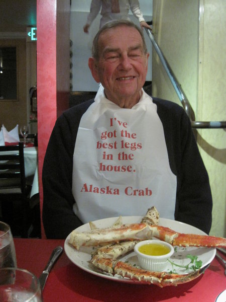 Al enjoying his Alaskan crab