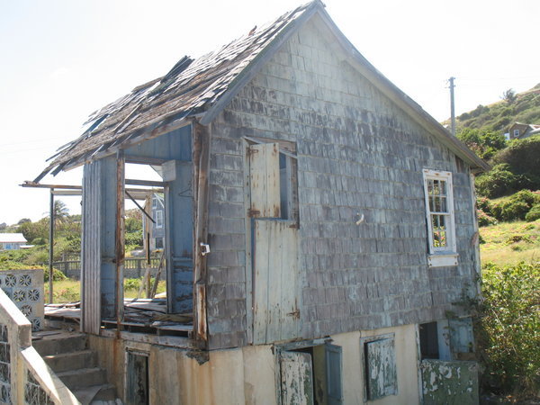 One of the damaged abandoned houses