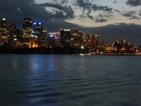 The city at night from the Ferry