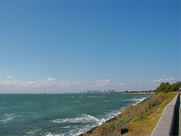 View to the city from Brighton beach
