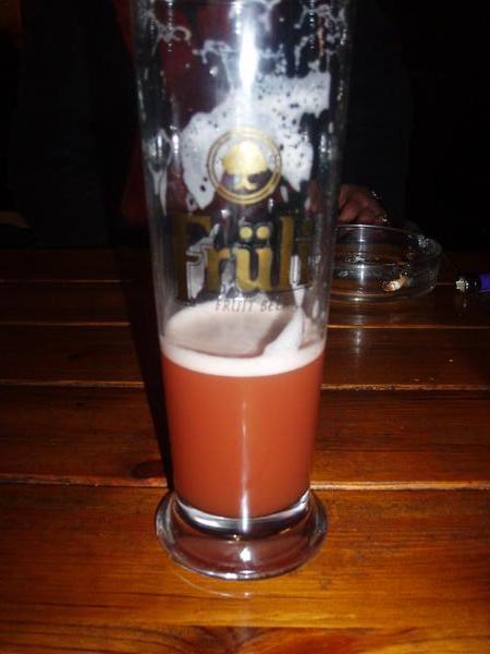 my first pint of strawberry beer