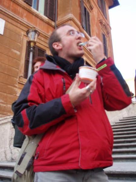 deano thinking he's cool eatin gelati on the spanish steps