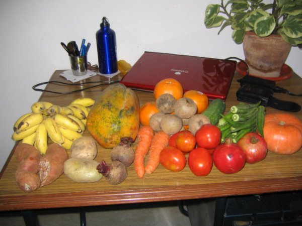 About $5 worth of fresh fruit & veggies